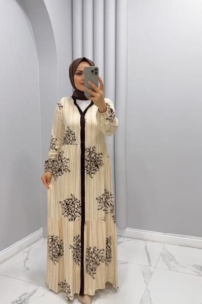 Elbise Viskon Mercan  Kahverengi