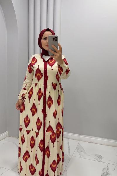 Elbise Viskon Reyhan Bordo