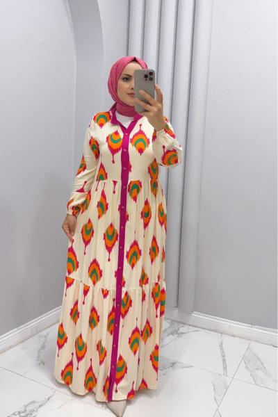 Elbise Viskon Reyhan Fuşya