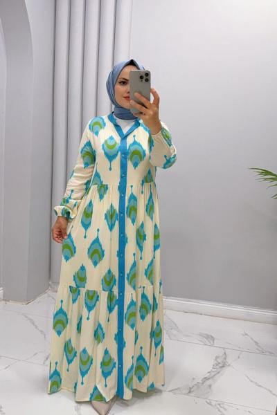 Elbise Viskon Reyhan Mavi