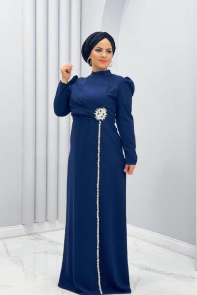 Güneş Abiye Elbise Lacivert