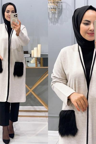 Hırka Minel kısa Krem