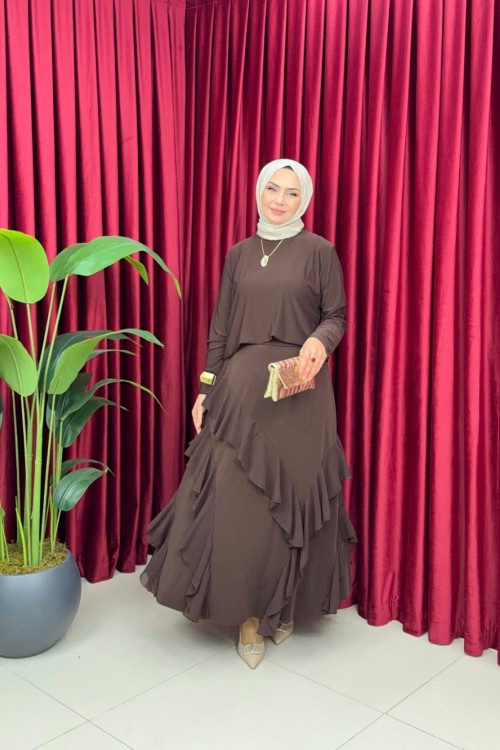 ESMA ETEKLİ TAKIM - KAHVERENGİ