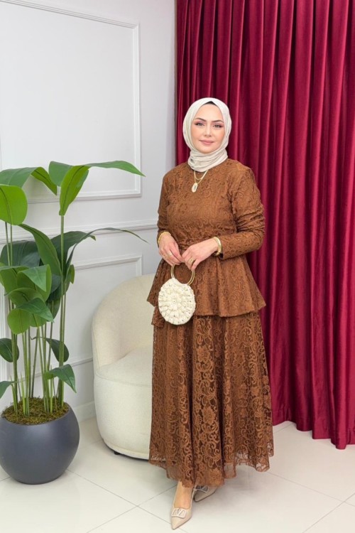 FULYA DANTELLİ TAKIM - KAHVERENGİ