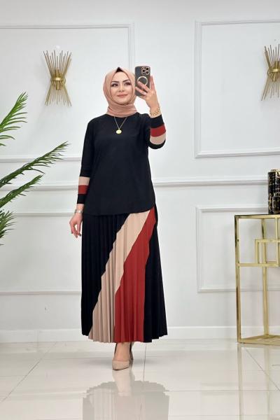 Gökkuşağı Etekli Takım - Siyah