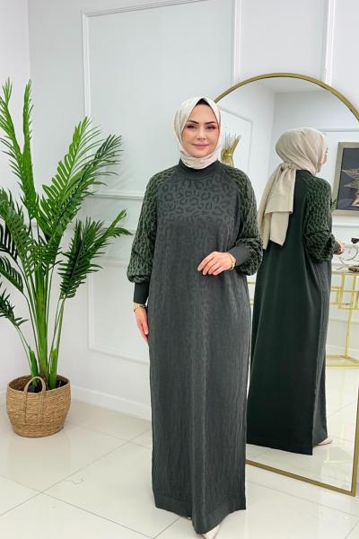 HAVVA MERSERİZE ELBİSE - HAKİ