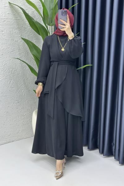 Siyah Hanzade Tesettür Takım